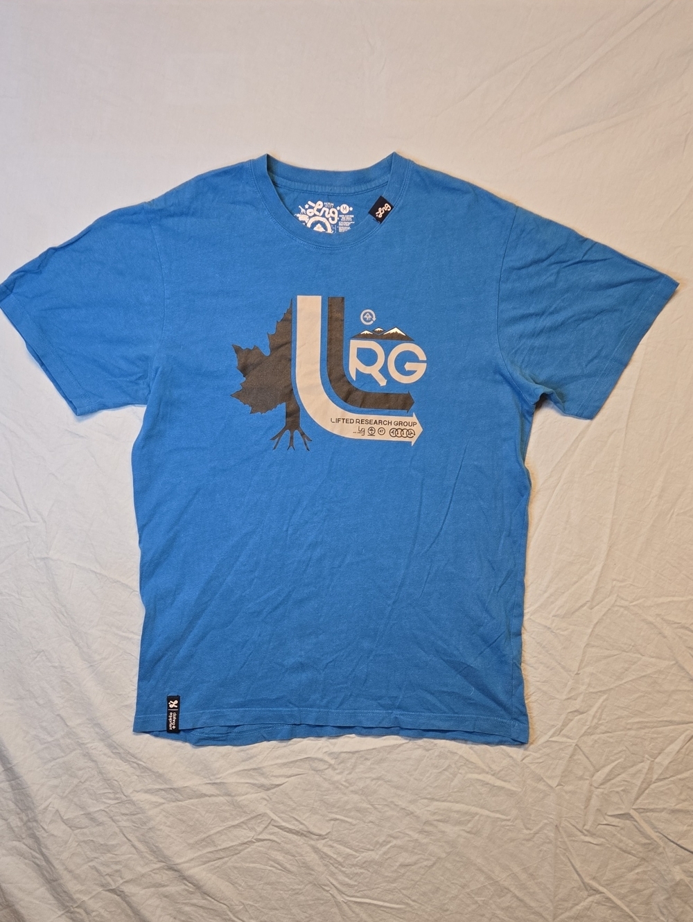LRG Lifted Research Group Blue Graphic Crewneck T-Shirt Vintage Y2K